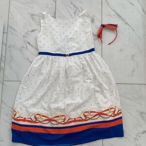 Janie and Jack dress with matching sweater and headband.